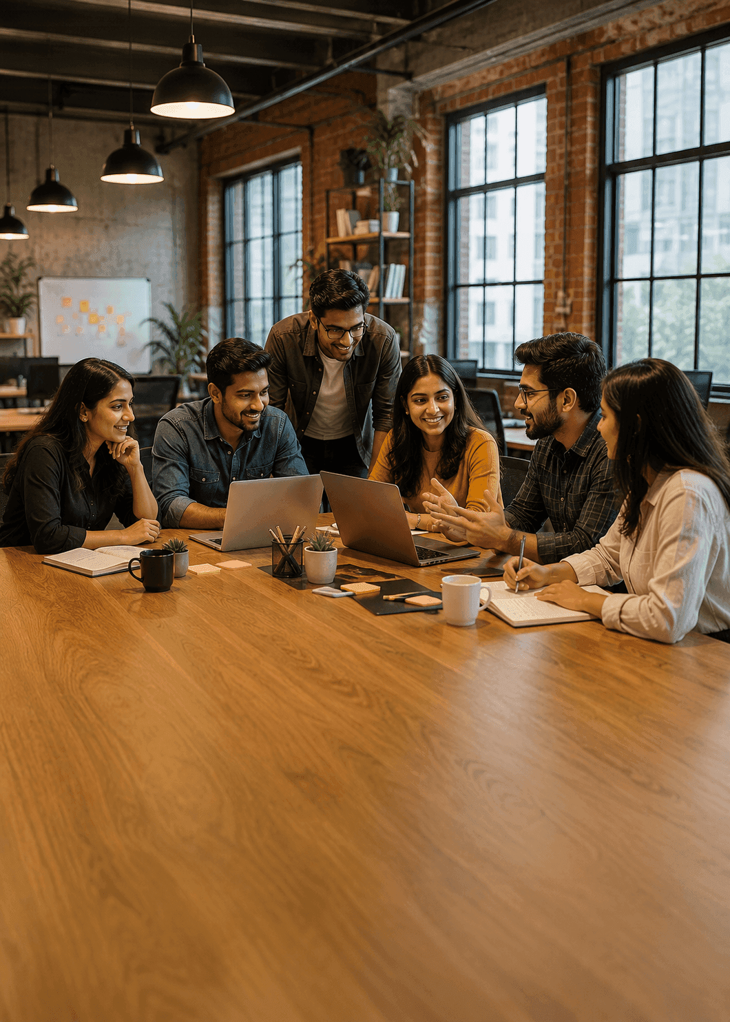 Startup team collaborating